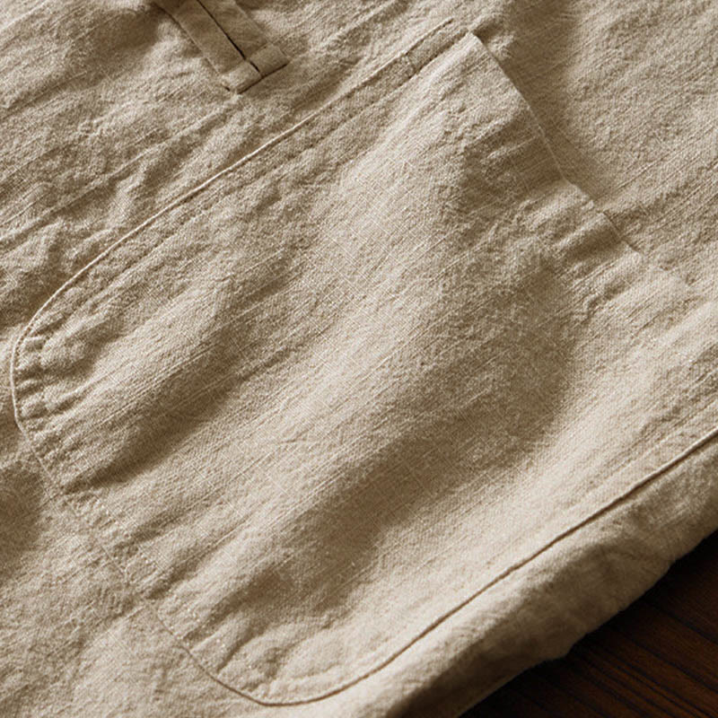 Buddha Stones Frog-Button Chinese Tang Suit Cotton Linen Men Shirt With Pockets - image 27