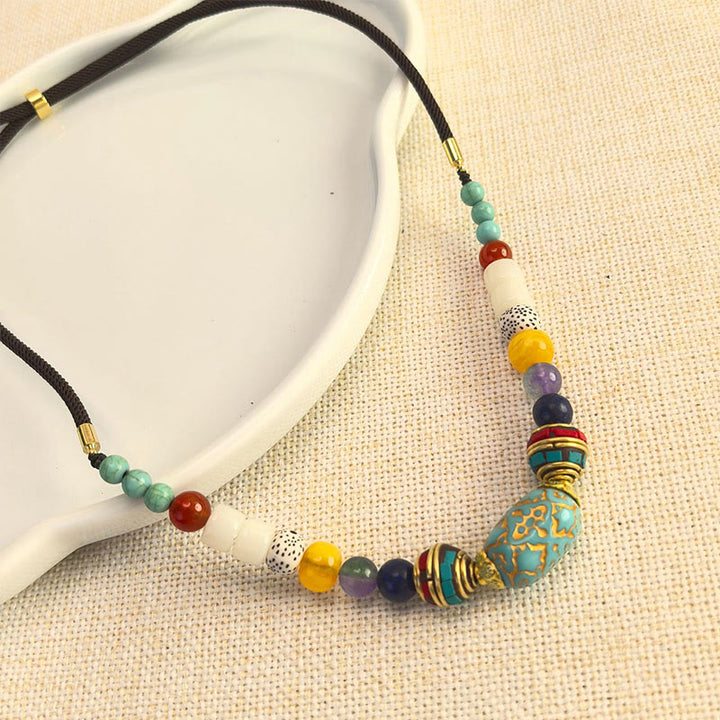 Buddha Stones Tibetan Handmade Turquoise Beads Balance Necklace Pendant