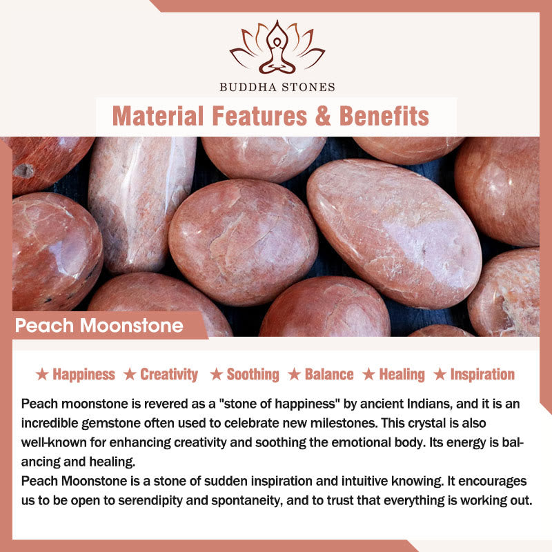 Buddha Stones Natural Peach Moonstone Aquamarine Soothing Bracelet