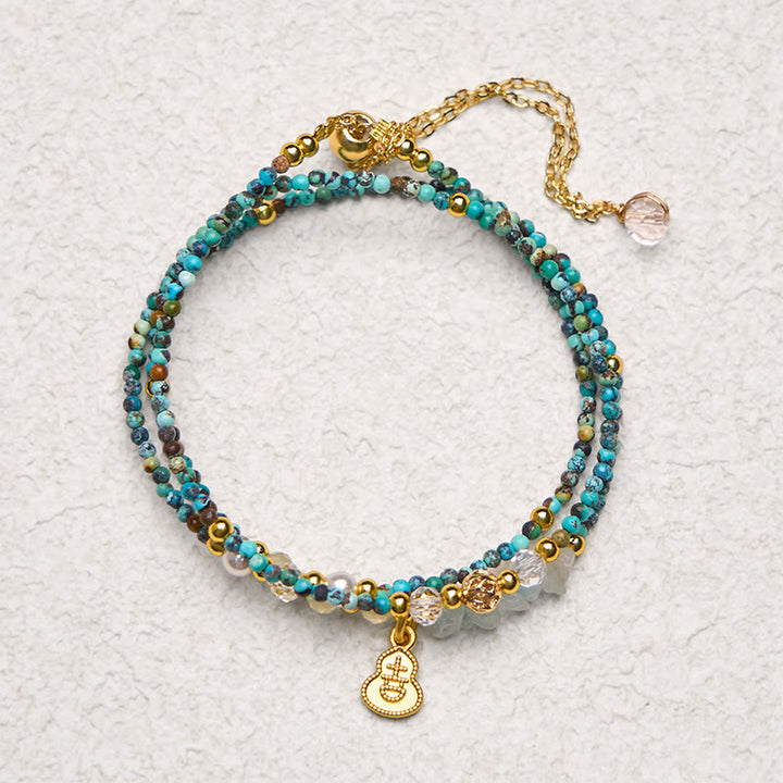 Buddha Stones Turquoise Beaded Strength Triple Wrap Bracelet