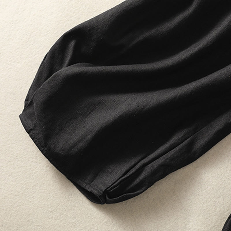 Buddha Stones Casual Embroidery Women's Cotton Linen 7-8 Length Harem Pants With Pockets - image 34