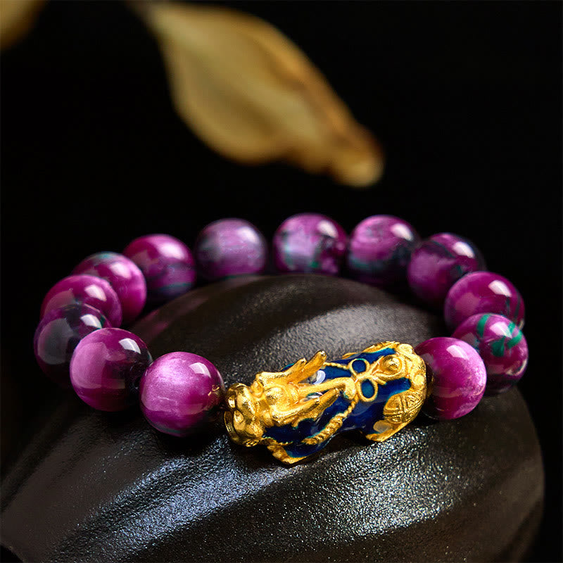Buddha Stones Colorful Sea Willow Color Change PiXiu Positive Healing Bracelet - 12mm Purple Sea Willow(Wrist Circumference 17-18cm) - image 5