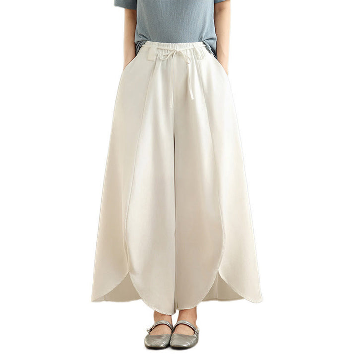 Buddha Stones Summer Vintage Lace-Up Women's Wide Leg Split Pants With Pockets - image 15