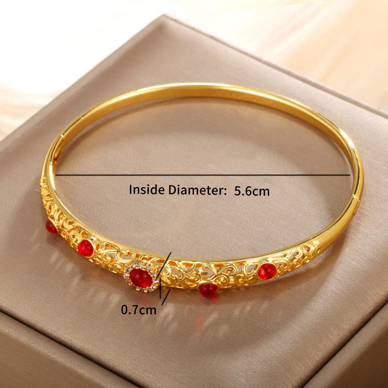 Buddha Stones Vine Design Alloy Zircon Luck Bracelet Bangle - image 4