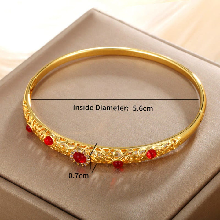Buddha Stones Vine Design Alloy Zircon Luck Bracelet Bangle - image 4
