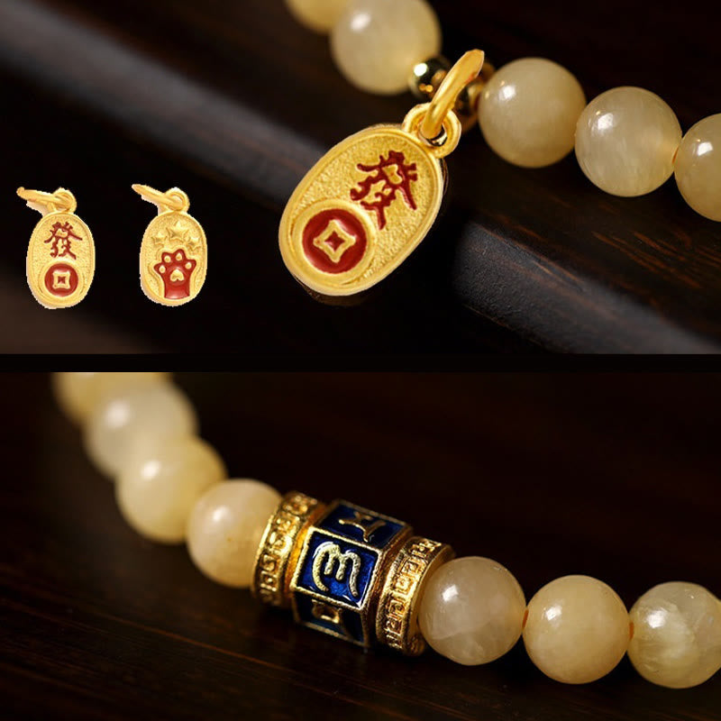 Buddha Stones Topaz Beads Om Mani Padme Hum Fortune Bracelet