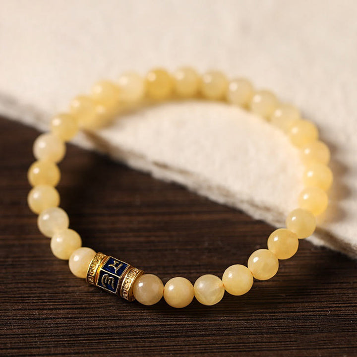 Buddha Stones Topaz Beads Om Mani Padme Hum Fortune Bracelet