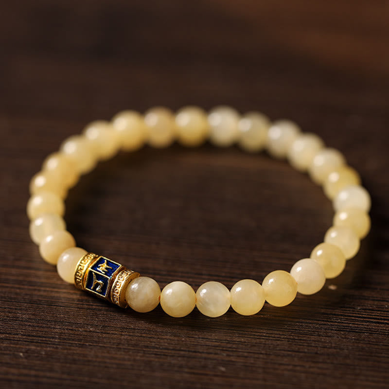 Buddha Stones Topaz Beads Om Mani Padme Hum Fortune Bracelet