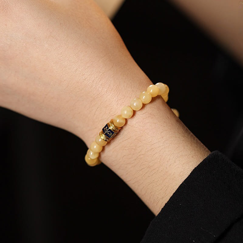 Buddha Stones Topaz Beads Om Mani Padme Hum Fortune Bracelet