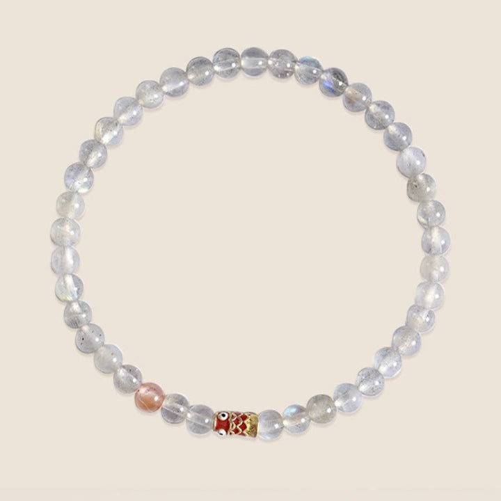 Buddha Stones Ultra-Thin Moonstone Koi Fish Healing Bracelet