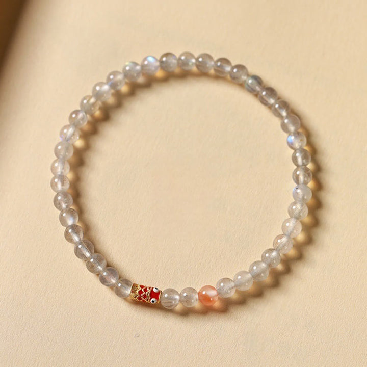Buddha Stones Ultra-Thin Moonstone Koi Fish Healing Bracelet