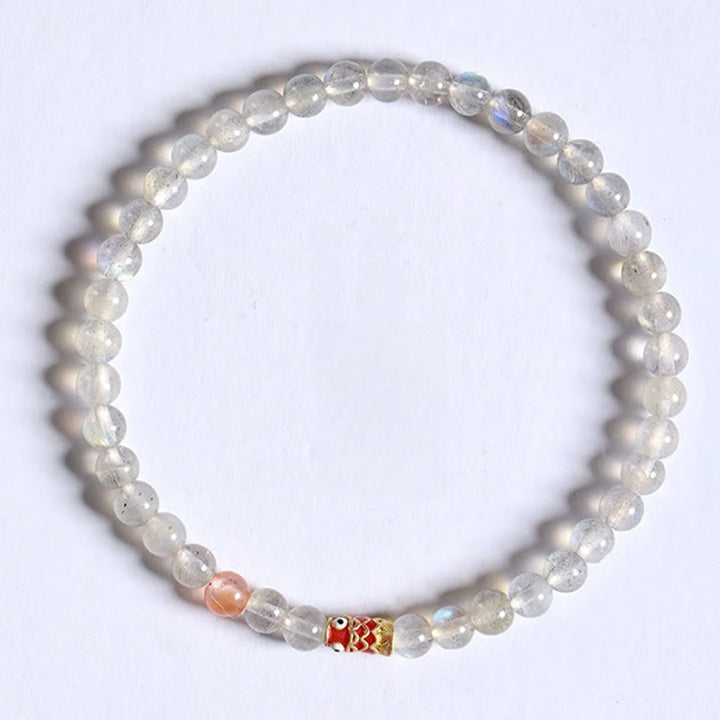 Buddha Stones Ultra-Thin Moonstone Koi Fish Healing Bracelet
