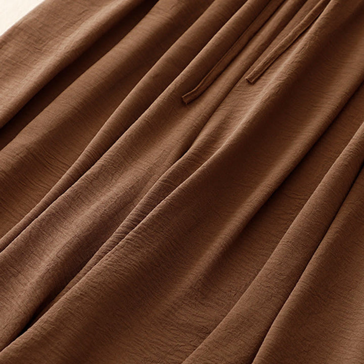 Buddha Stones Causal Ethnic Simple Drawstring Design Women's Wide Leg Cropped Pants With Pockets - image 5