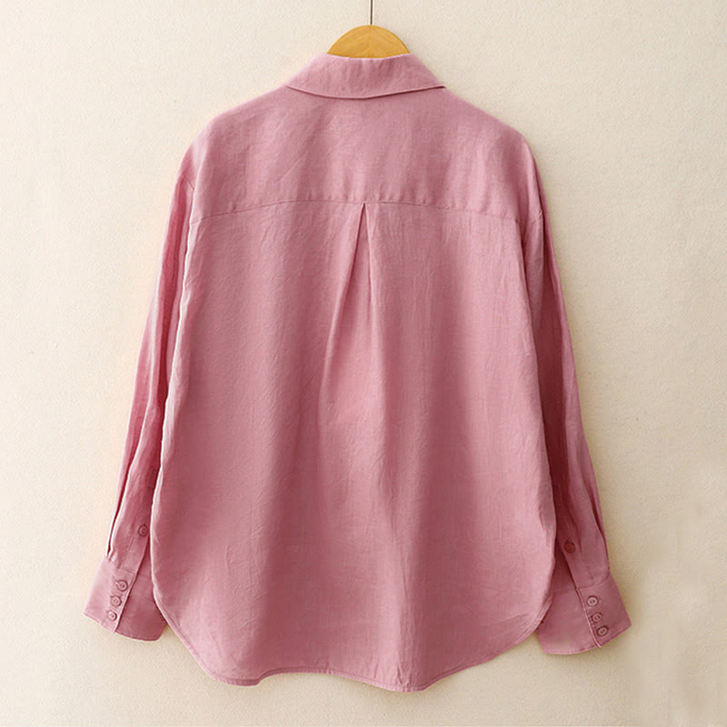 Buddha Stones Summer 2pcs Plain Long Sleeve Shirt Top Cardigan Shorts Meditation Clothing Women's Set With Pockets