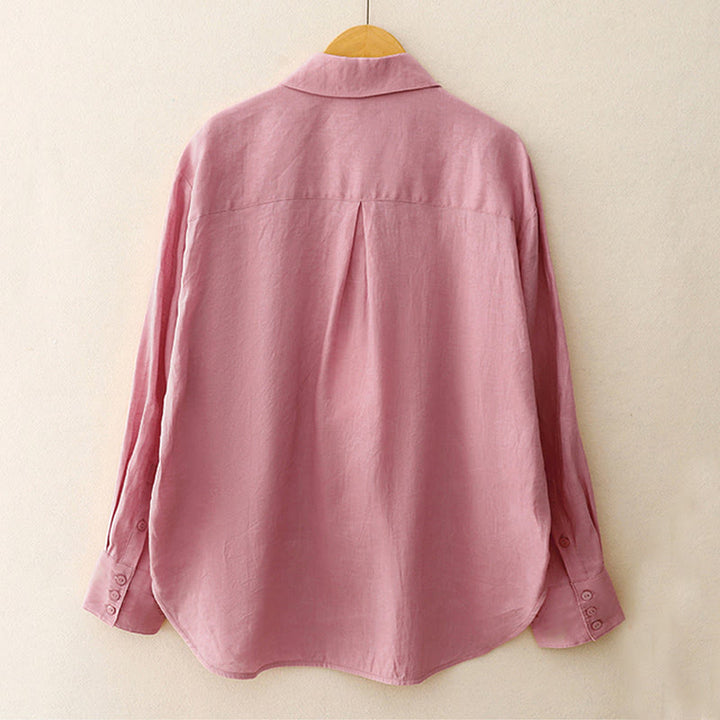 Buddha Stones Summer 2pcs Plain Long Sleeve Shirt Top Cardigan Shorts Meditation Clothing Women's Set With Pockets