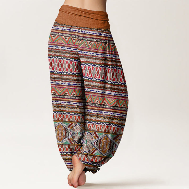 Buddha Stones Casual Tribal Style Geometric Pattern Women's Elastic Waist Harem Pants - image 3