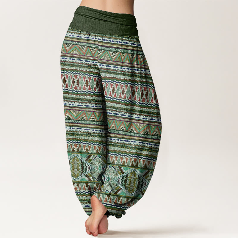 Buddha Stones Casual Tribal Style Geometric Pattern Women's Elastic Waist Harem Pants - image 7