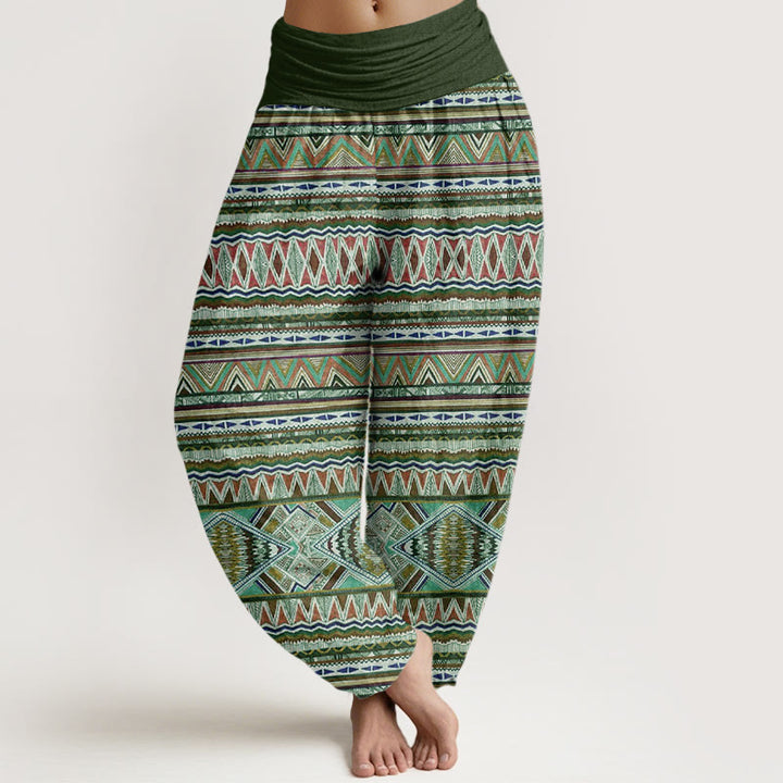 Buddha Stones Casual Tribal Style Geometric Pattern Women's Elastic Waist Harem Pants - DarkGreen - US22，UK/AU26，EU54 (6XL) - image 5