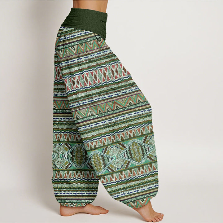 Buddha Stones Cotton Casual Tribal Style Geometric Pattern Women's Elastic Waist Harem Pants - image 5