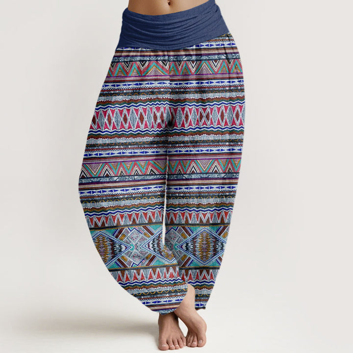 Buddha Stones Casual Tribal Style Geometric Pattern Women's Elastic Waist Harem Pants - RoyalBlue - US22，UK/AU26，EU54 (6XL) - image 8