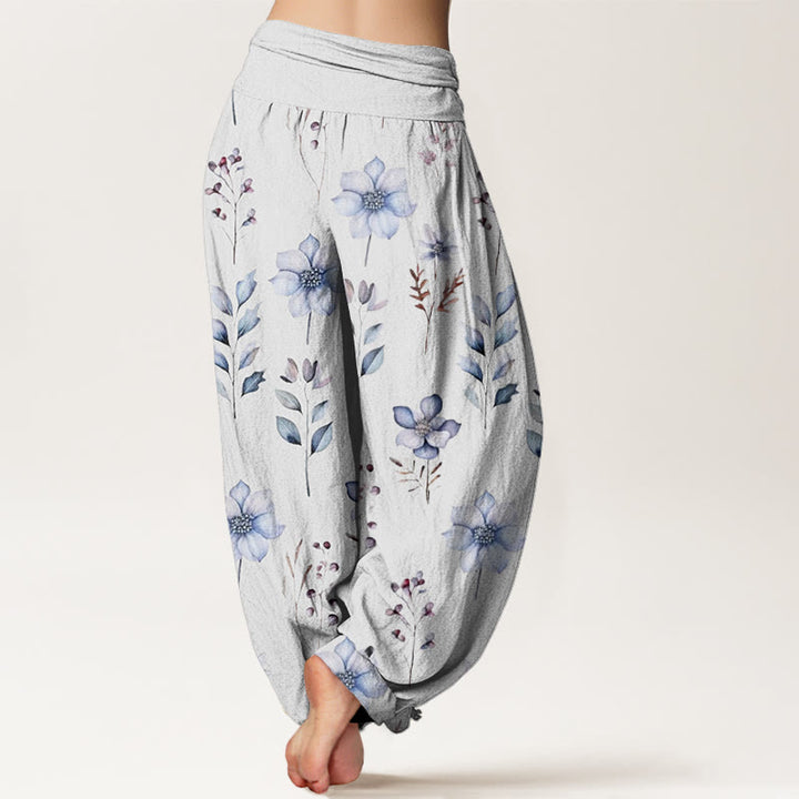Buddha Stones Casual Delicate Floral Leaves Pattern Women's Elastic Waist Harem Pants - image 10