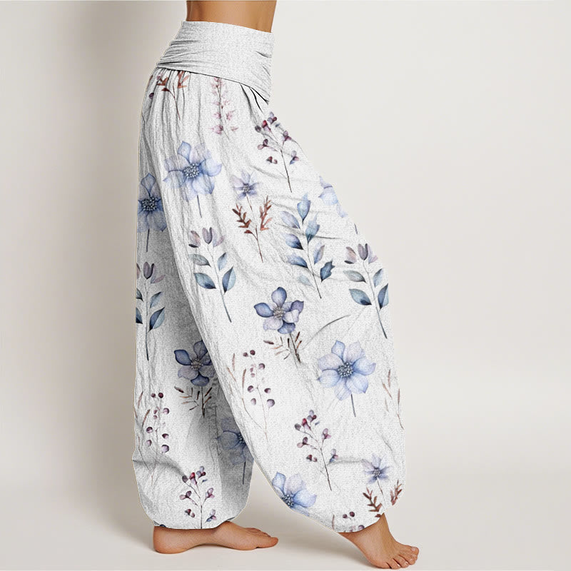 Buddha Stones Casual Delicate Floral Leaves Pattern Women's Elastic Waist Harem Pants - image 9