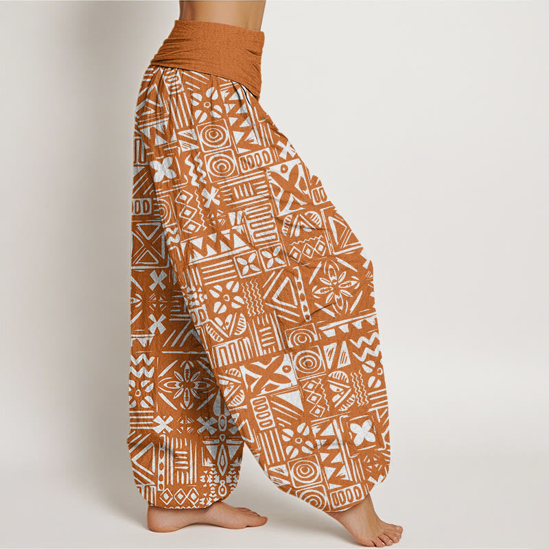 Buddha Stones Casual Tribal-inspired Geometric Pattern Women's Elastic Waist Harem Pants - image 2