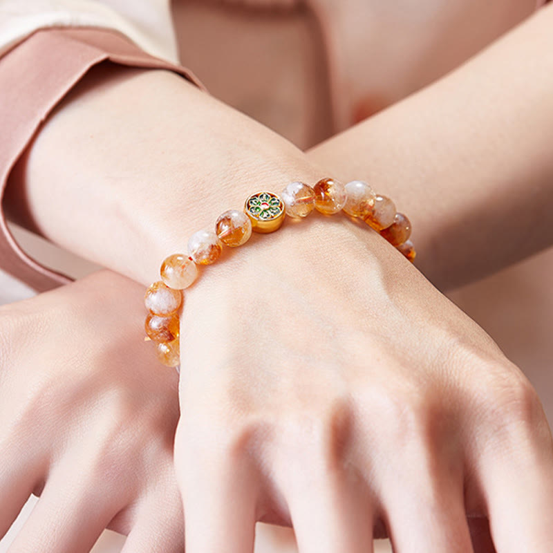Buddha Stones 999 Sterling Silver Om Mani Padme Hum Citrine Protection Bracelet