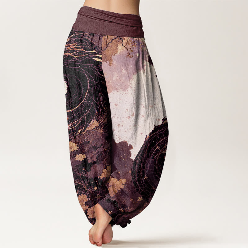 Buddha Stones Casual Dragon Ancient Tree Pattern Women's Elastic Waist Harem Pants - image 7