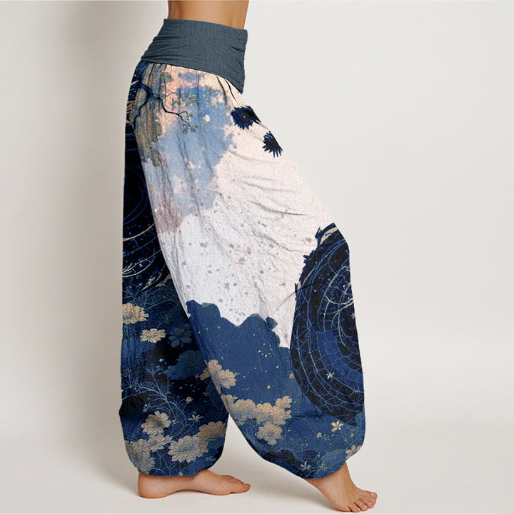 Buddha Stones Cotton Casual Dragon Ancient Tree Pattern Women's Elastic Waist Harem Pants - image 8