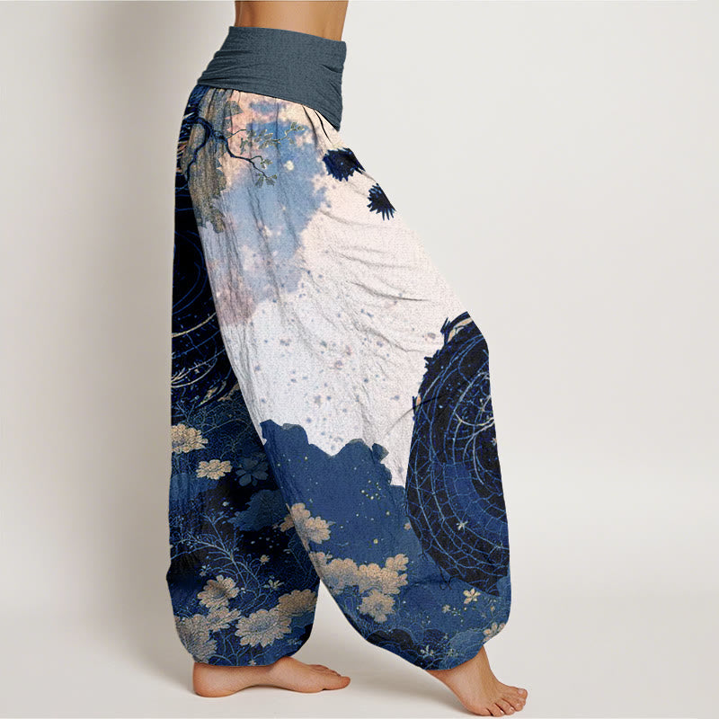Buddha Stones Casual Dragon Ancient Tree Pattern Women's Elastic Waist Harem Pants - image 9