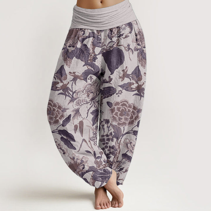 Buddha Stones Pure Cotton Lotus Leaf Peony Pattern Women's Elastic Waist Harem Pants - Thistle - US22，UK/AU26，EU54 (6XL) - image 6