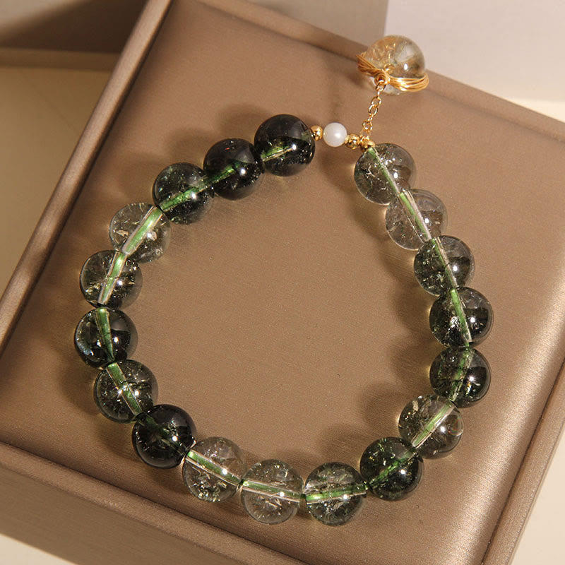 Buddha Stones Natural Green Phantom Crystal Lucky Bracelet