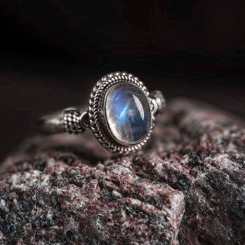 Buddha Stones 925 Sterling Silver Natural Moonstone Positive Ring