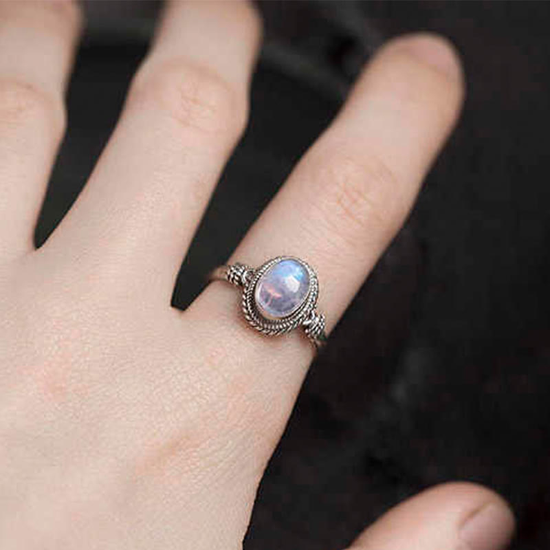 Buddha Stones 925 Sterling Silver Natural Moonstone Positive Ring