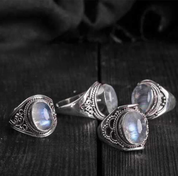 Buddha Stones 925 Sterling Silver Handmade Natural Moonstone Healing Adjustable Ring - image 16