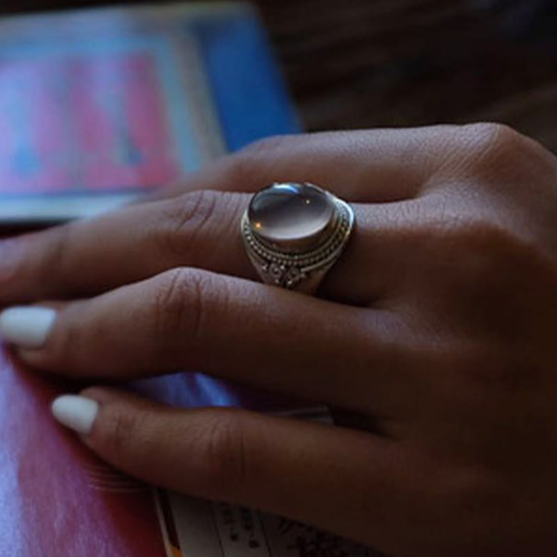 Buddha Stones 925 Sterling Silver Handmade Natural Rose Quartz Loving Energy Adjustable Ring - image 10