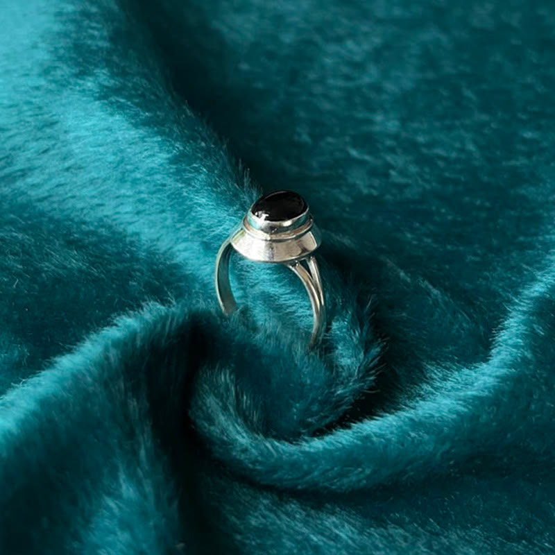 Buddha Stones 925 Sterling Silver Handmade Black Onyx Fortune Adjustable Ring - image 10