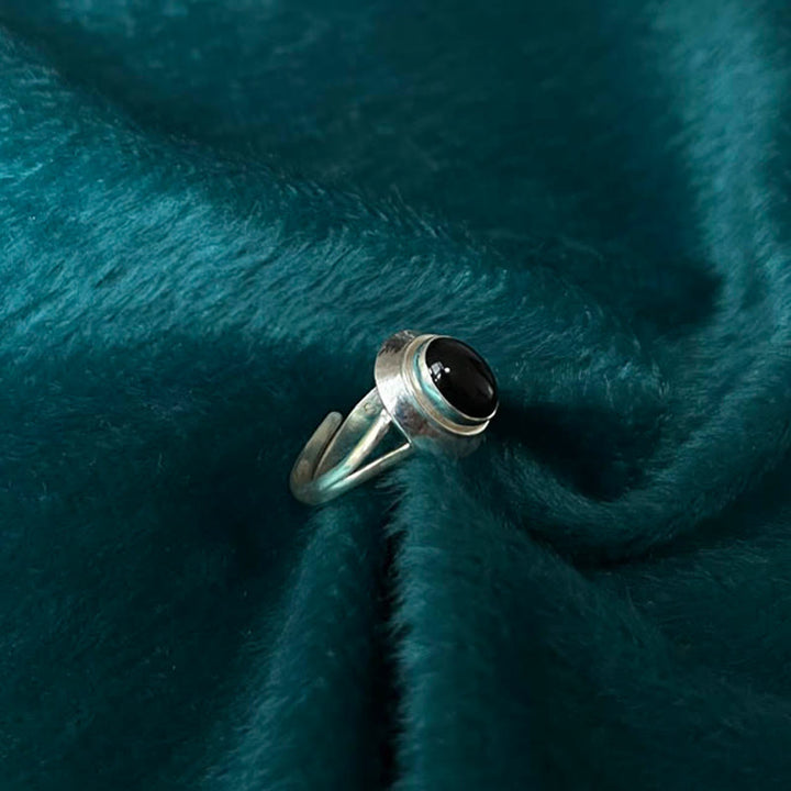 Buddha Stones 925 Sterling Silver Handmade Black Onyx Fortune Adjustable Ring - image 9