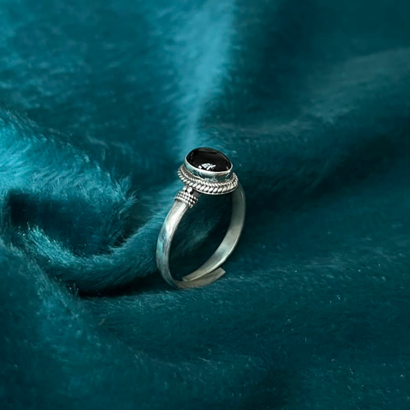 Buddha Stones 925 Sterling Silver Handmade Black Onyx Fortune Adjustable Ring - image 3