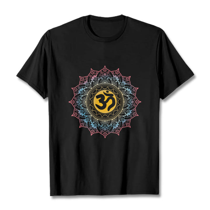 Buddha Stones Color Gradient Mandala OM Pattern Tee T-shirt