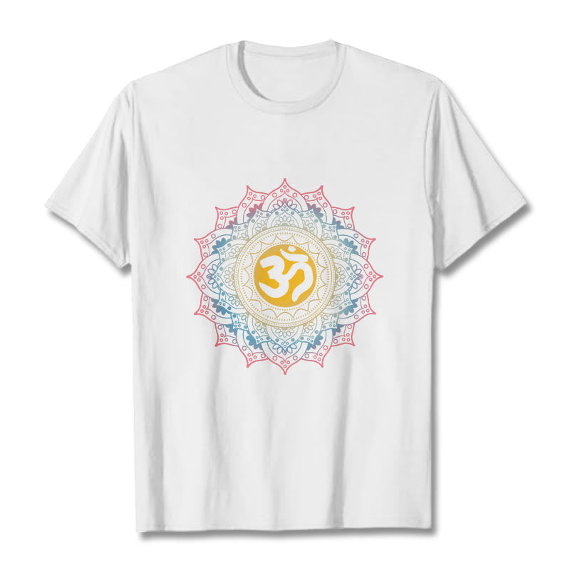 Buddha Stones Color Gradient Mandala OM Pattern Tee T-shirt