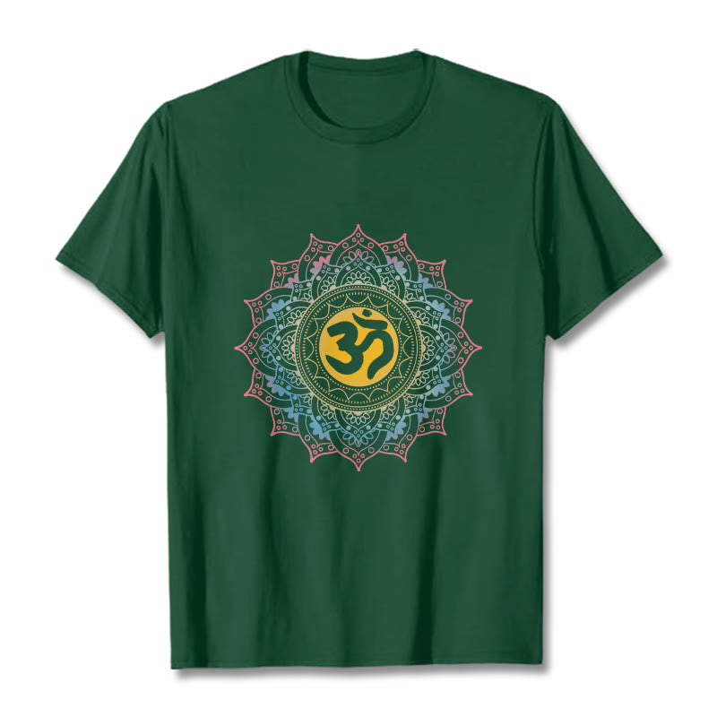 Buddha Stones Color Gradient Mandala OM Pattern Tee T-shirt
