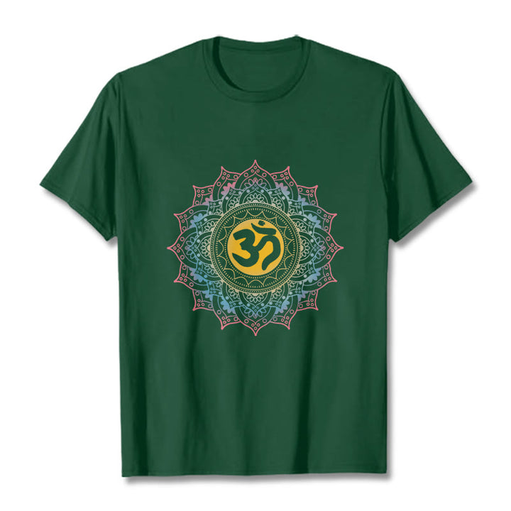 Buddha Stones Color Gradient Mandala OM Pattern Tee T-shirt