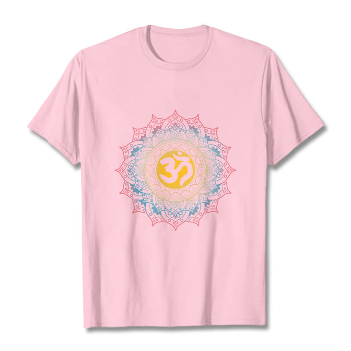 Buddha Stones Color Gradient Mandala OM Pattern Tee T-shirt