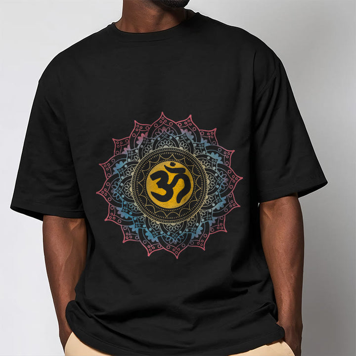 Buddha Stones Color Gradient Mandala OM Pattern Tee T-shirt