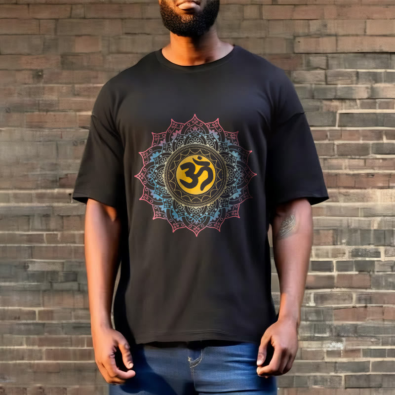 Buddha Stones Color Gradient Mandala OM Pattern Tee T-shirt
