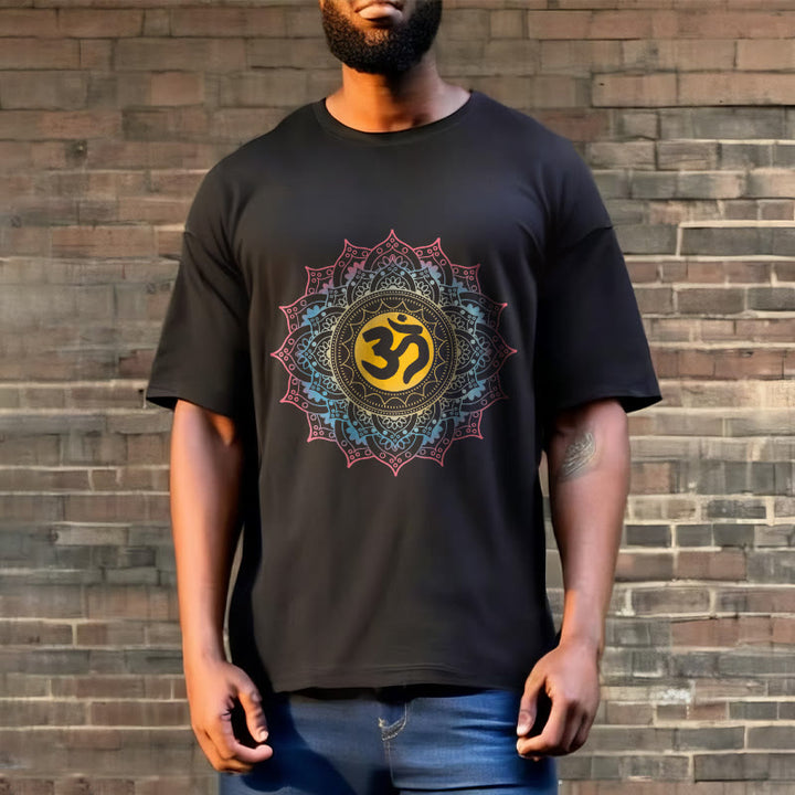 Buddha Stones Color Gradient Mandala OM Pattern Tee T-shirt
