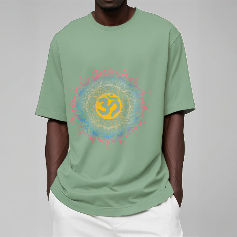 Buddha Stones Color Gradient Mandala OM Pattern Tee T-shirt