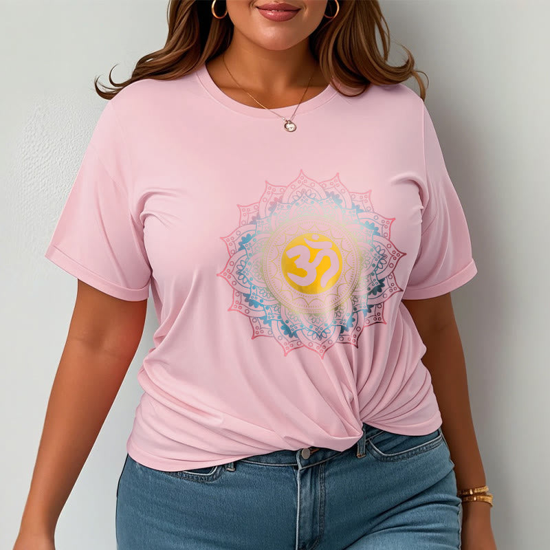 Buddha Stones Color Gradient Mandala OM Pattern Tee T-shirt